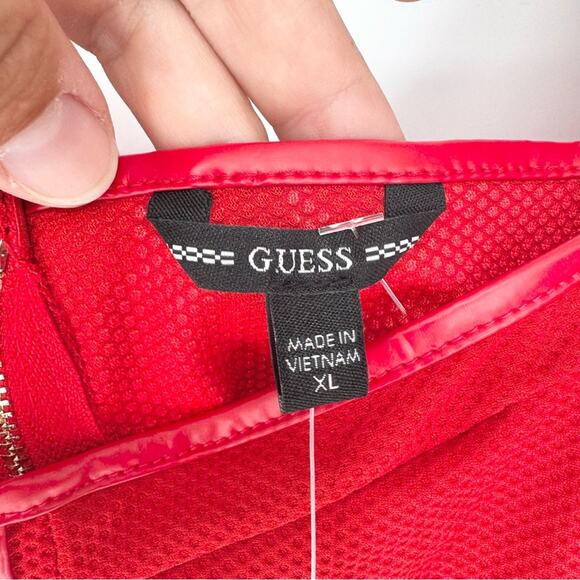NWT Guess Y2K Coquette Scarlet Red Corset Bustier Mesh Zipper Top Puff Sleeve XL - Picture 7 of 13